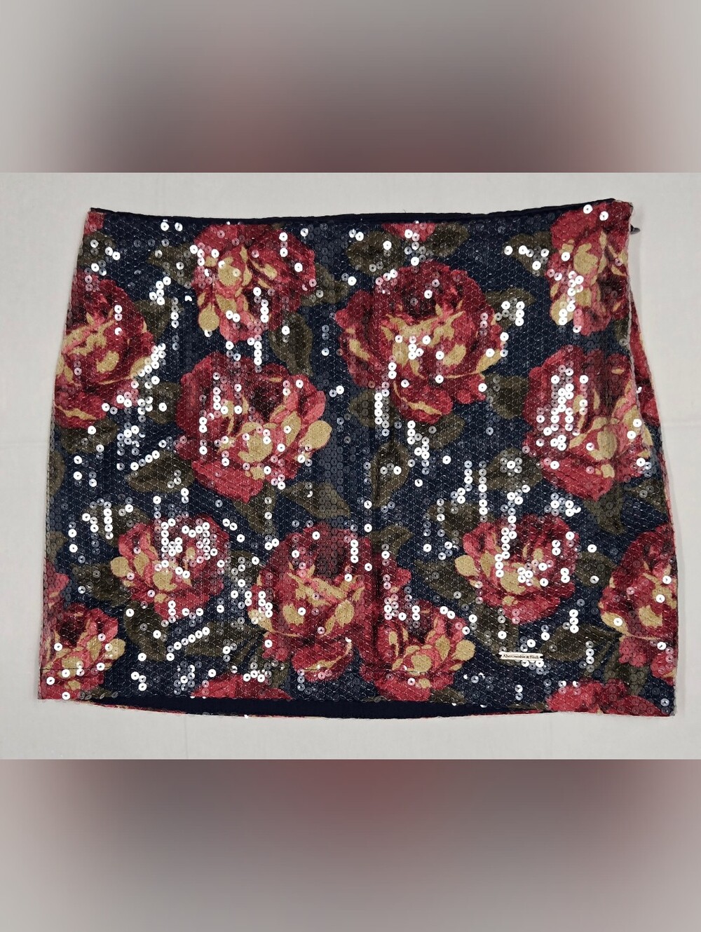 Abercrombie & Fitch Micro Mini Skirt 00 W24 Floral & Sequins Cotton